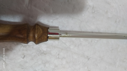 Гасильник для свечей церковный латунный, никелирование, с деревянной ручкой, длина 28 см, У-1312 фото 4
