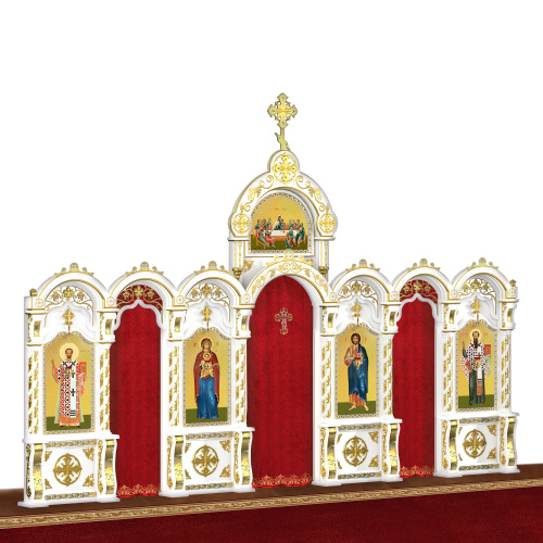 Иконостас "Благовещенский" одноярусный белый с золотом (поталь), 664х449х28 см фото 3