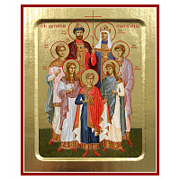 Икона царственных страстотерпцев, на дереве, золочение (поталь), 12,5х16 см