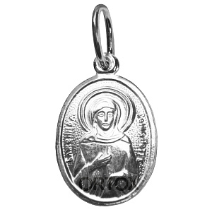 Серебряная иконка-образок с ликом Ксении Петербургской, 1,2х2см (серебро)