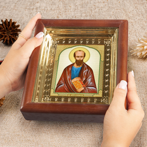 Икона апостола Павла, 18х20 см, деревянный киот фото 2