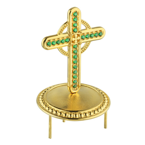 Крест на митру №8, из ювелирного сплава в позолоте с камнями фото 2 Крест на митру №8, из ювелирного сплава в позолоте с камнями фото 2