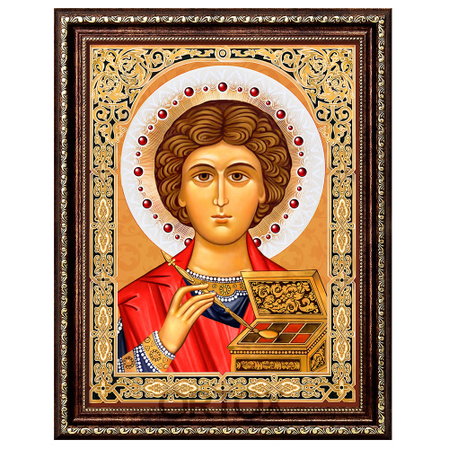 Алмазная мозаика "Икона великомученика и целителя Пантелеимона", 30х40 см фото 2