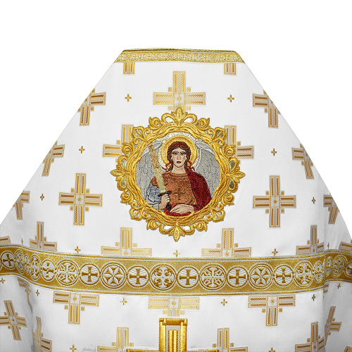 Иерейское облачение белое с иконой Архангела Михаила, шелк фото 3