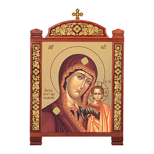 Киот настенный "Суздальский", цвет "кипарис" с золотом (поталь), один модуль (без рамки)