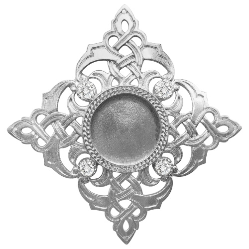 Мощевик накладной серебряный с фианитами, Ø 50/10 мм Мощевик накладной серебряный с фианитами, Ø 50/10 мм