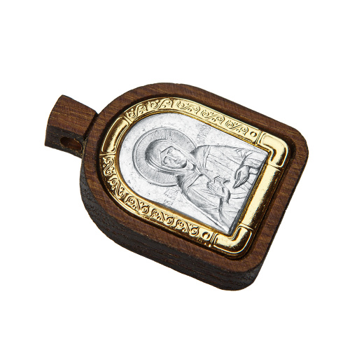 Образок деревянный с ликом блаженной Матроны Московской из мельхиора в серебрении и золочении, 1,9х2,7 см фото 4 Образок деревянный с ликом блаженной Матроны Московской из мельхиора в серебрении и золочении, 1,9х2,7 см фото 4