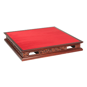Подиум-кафедра "Вятская" квадратная темная, 1 уровень, красная ткань, 100х100 см, У-2020 (1 уровень, красная ткань)