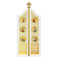 Царские врата для "Благовещенского" иконостаса белые с золотом (поталь), 100х233х10 см