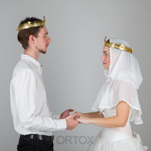 Венцы венчальные, пара, с камнями, высота 8 см фото 5