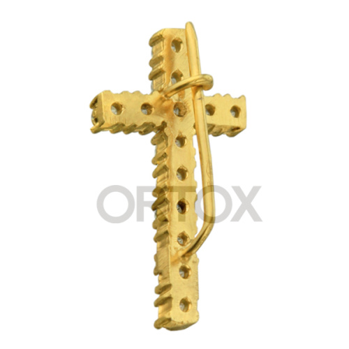 Крест на клобук с булавкой серебряный в позолоте с камнями фото 2