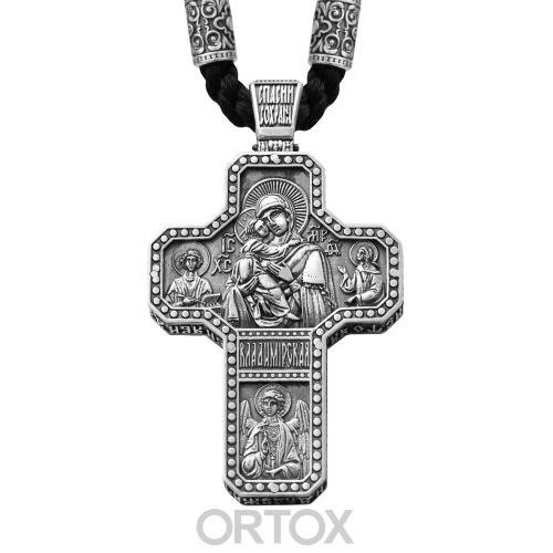 Нательный крест деревянный в серебряном окладе, 3,5х6,1 см фото 3