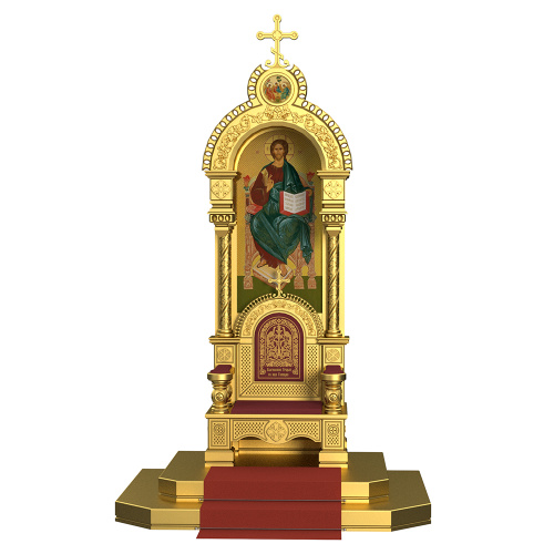 Архиерейский трон с сенью "Романовский", цвет "золото", 113х89х351 см фото 2