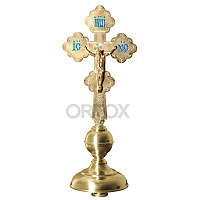 Крест настольный латунный с подставкой, эмаль, 20х50 см, У-1033