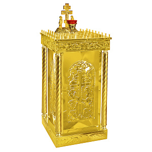 Панихидный стол на 50 свечей "Иерусалимский", колонны, чеканка, 50х50х92 см (без дверки)