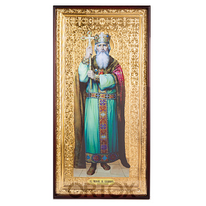 Икона большая храмовая равноапостольного великого князя Владимира, прямая рама (30х35 см)