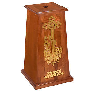 Подставка под хоругвь, крест, икону "Суздальская", цвет "кипарис" с золотом (поталь) (высота 70 см)