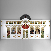 Иконостас двухъярусный (г. Коломна), белый с золотом, 750х345х22 см