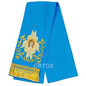 Закладка для Евангелия вышитая "Серафим", 150х10 см, габардин (голубой)