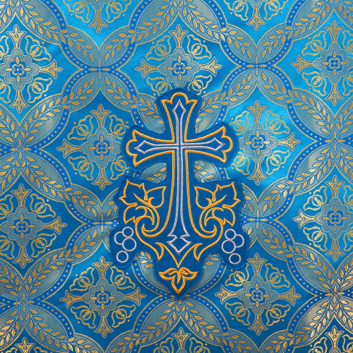 Облачение на престол голубое, церковный шелк, 100х100х100 см фото 4