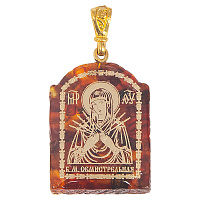 Образок нательный (медальон) с ликом Божией Матери "Семистрельная", арочной формы, 2,2х3,2 см