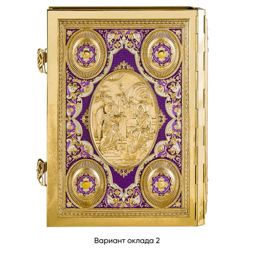 Евангелие напрестольное фиолетовое, полный оклад "под золото", 24х31 см фото 10