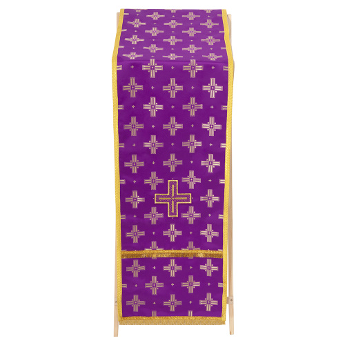 Накидка на аналой перекидная, шелк "Святительский", фиолетовая с золотом, 45,5х200 см фото 2
