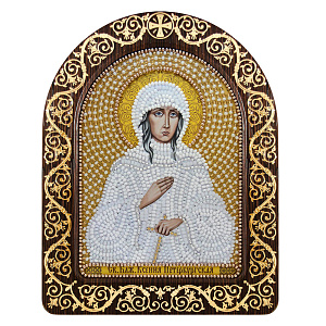 Набор для вышивания бисером "Икона блаженной Ксении Петербургской", 13,5х17 см, с фигурной рамкой (6 цветов бисера)