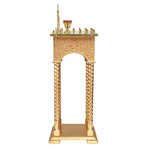 Панихидный стол на 36-50 свечей "Суздальский", цвет "золото", колонны, резьба, высота 100 см фото 6
