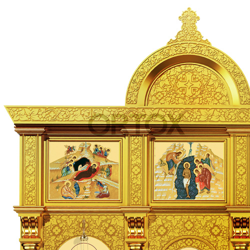 Иконостас "Владимирский" двухъярусный позолоченный, 690х528х40 см фото 7