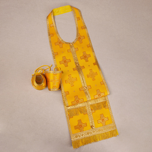 Требный набор / комплект, шелк "Святительский", с подкладом, желтый с золотом фото 7