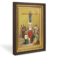 Икона Вознесения Господня, в широком багете, цвет "темный дуб", на холсте, с золочением, №2