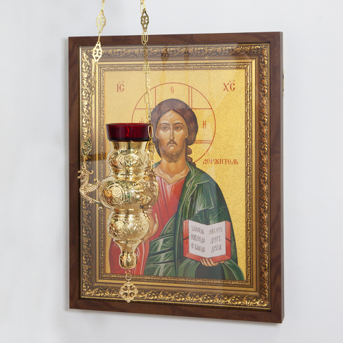 Лампада подвесная, латунь, покрытие под золото, 17,5х26,5 см фото 2