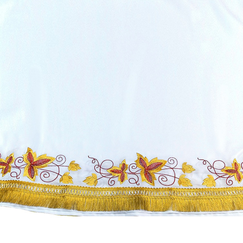 Подризник белый с рисунком "Августовский", мокрый шелк, вышивка фото 2