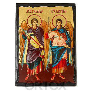 Икона Архангелов Михаила и Гавриила, 17х23 см, ольха, золочение №2 (золочение)