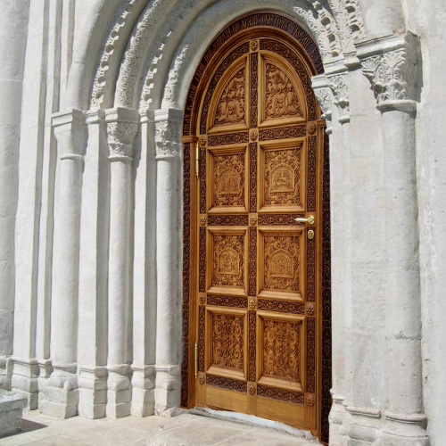 Храмовая дверь с порталом "Библейские мотивы", 135х238 см фото 3
