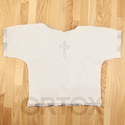 Рубашка для крещения на младенца (1 год), белая, фланель, вышивка фото 6