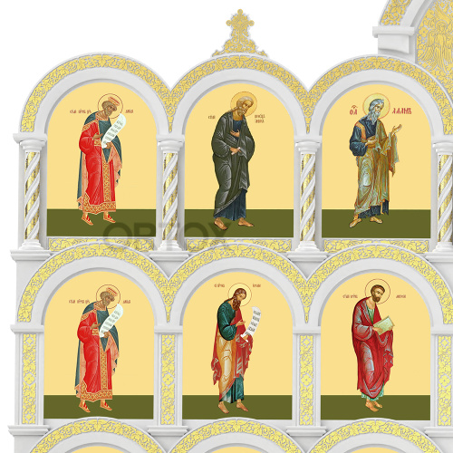 Иконостас "Владимирский" пятиярусный белый с золотом (поталь), 690х860х45 см фото 7