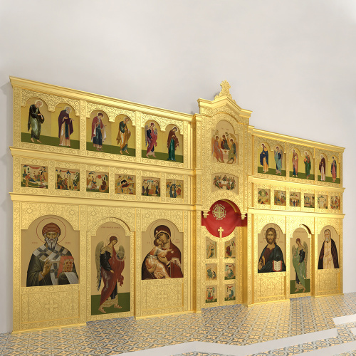 Иконостас трёхъярусный (Иркутская обл.), цвет "золото" (патина), 803х505,7х26 см фото 2