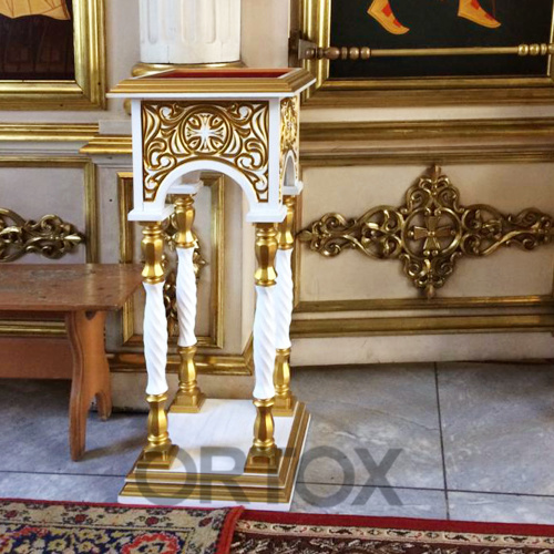 Подставка церковная "Тверская" белая с золотом, 40х40х100 см фото 10