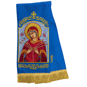 Закладка для Евангелия вышитая с иконой Семистрельная, 160х14,5 см (габардин)