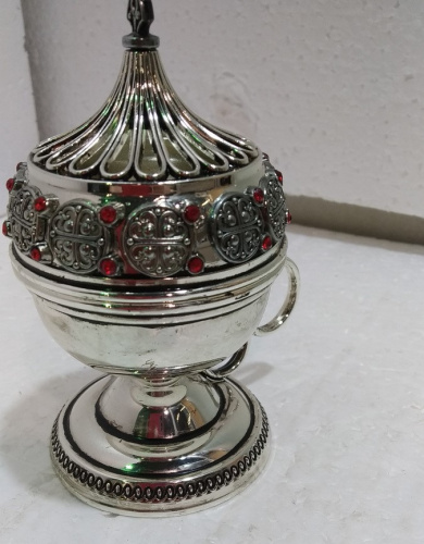 Кадильница, цинковый сплав, камни, цвет "под серебро", 8,5х12 см, №1, У 55-0171 фото 20