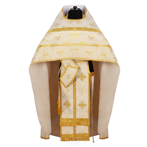 Иерейское облачение, парча "Афон", белое с золотом