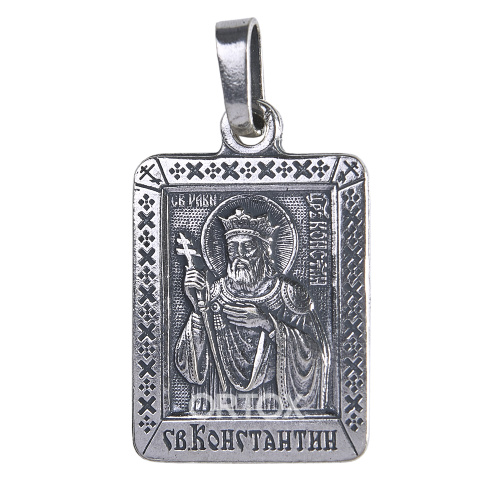 Образок мельхиоровый с ликом равноап. императора Константина Великого, серебрение фото 2