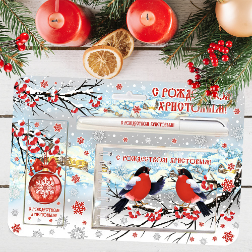 Подарочный набор с блокнотом "Снегири" фото 2