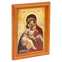 Икона Божией Матери "Владимирская" в деревянной рамке, 12х1,5х17 см