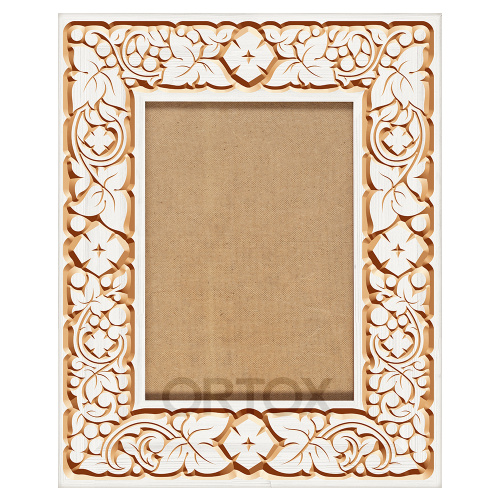 Резная рамка для иконы, цвет "белый с золотом" (патина), ширина 12 см фото 2