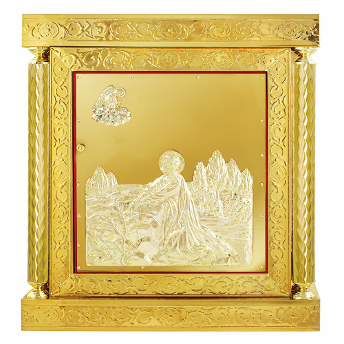 Жертвенник "Золотые своды" с иконой "Моление о чаше" чеканка, литье, высота 100 см фото 3