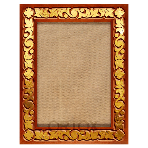 Резная рамка для иконы, цвет "кипарис с золотом" (поталь), ширина 7 см фото 2