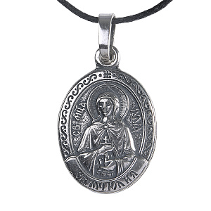 Образок мельхиоровый с ликом мученицы Иулии (Юлии) Карфагенской, серебрение (средний вес 5 г)